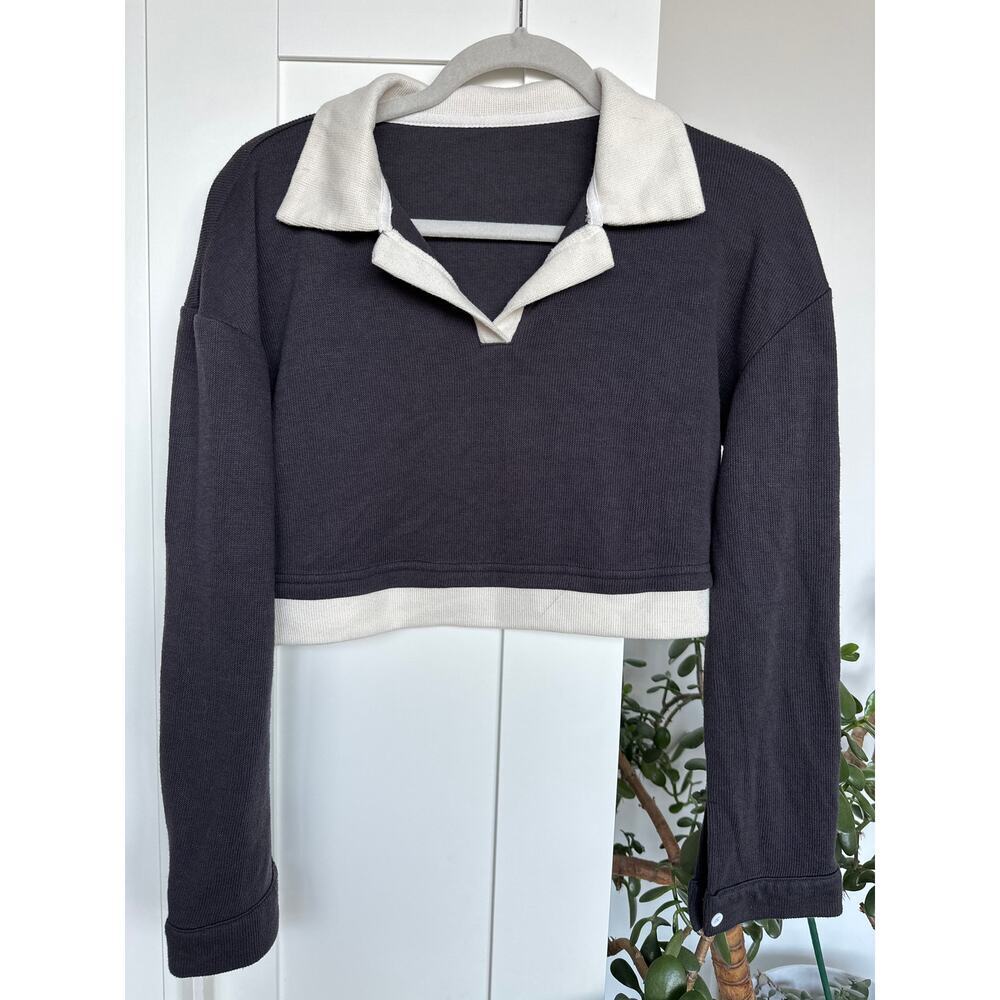 Dazy Polo Cropped Long Sleeve Shirt, Size L, EUC